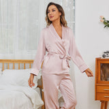 Silk Robe And Pajama Set For Women 2 Piece Long Ladies Silk Pajamas Nightwear - slipintosoft