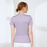 Silk top women's short-sleeved T-shirt V-neck mulberry silk knitted bottoming shirt - slipintosoft