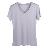 Silk v-neck short-sleeved t-shirt women's silk bottoming shirt women's top - slipintosoft