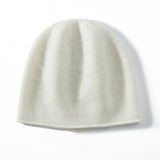 Pure Cashmere Cap with Curl Edge Solid  Cashmere Hat Cashmere Crochet Beanie