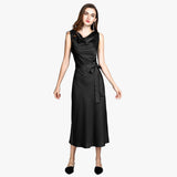 Summer Guest Party Silk Dress Sleeveless Cowl Neck Silk Dresses