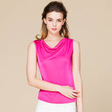 Summer silk swing collar sleeveless vest women's T-shirt mulberry silk knitted bottoming shirt women's top - slipintosoft