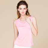 Summer silk swing collar sleeveless vest women's T-shirt mulberry silk knitted bottoming shirt women's top - slipintosoft