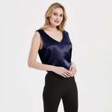 V Neck Women's Sleeveless Silk Tops Shirt