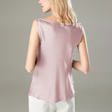 Versatile Ladies Silk Sleeveless Blouse 100% Mulberry Silk Cowl Collar Tops - slipintosoft