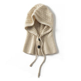 Winter Cashmere Balaclava with Bottom Cashmere Knitted Hood Hat for Women Cashmere Hats