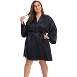 Women plus size silk Robes 100% Mulberry pure Silk Bathrobe With Belt