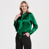 Women silk blouses Long Sleeves Ribbon Mulberry Office Silk Shirts