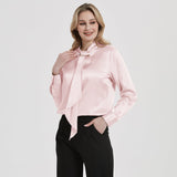 Women silk blouses Long Sleeves Ribbon Mulberry Office Silk Shirts