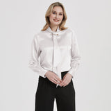 Women silk blouses Long Sleeves Ribbon Mulberry Office Silk Shirts