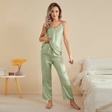 Silk Camisole Pajama Set For Women Summer Silk Pajamas - slipintosoft