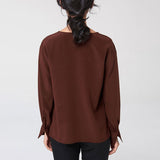 Women Silk Shirt 100% Mulberry Long Sleeves V Neck Work Silk Blouse