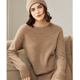 Women's 100% Superfine Cashmere Hollow-out knit Crewneck Sweater - slipintosoft