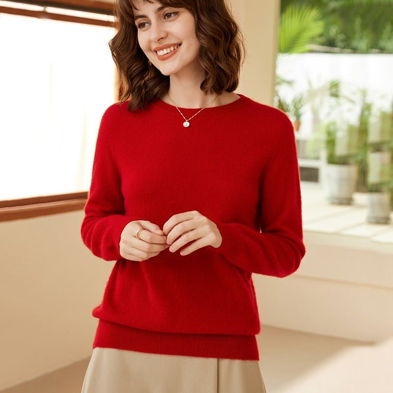 Women's Boat Neck Cashmere Sweater Basic Long Sleeve Solid Cashmere Pullover - slipintosoft