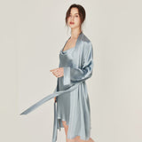 Womens Bridal nightgown and robe set Cowl Neck pure Silk Sleepwear