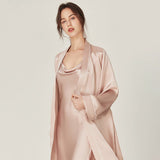 Womens Bridal nightgown and robe set Cowl Neck pure Silk Sleepwear