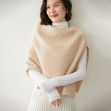 Womens Cashmere Knit Shawl Wrap Asymmetric Cashmere Shoulder Cape Beige One Size Fits Most