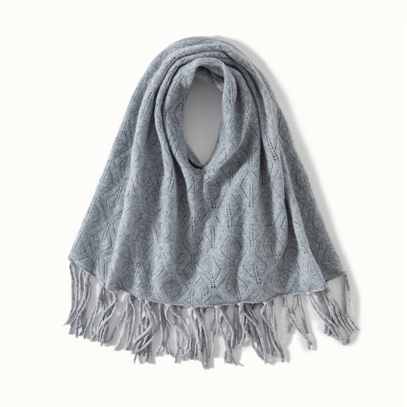 Women's Cashmere Scarf with Tassels Irregular Solid Cashmere Shawl - slipintosoft