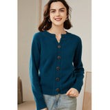 Women's Classic 100% Cashmere Button-Down Crewneck Cardigan - slipintosoft