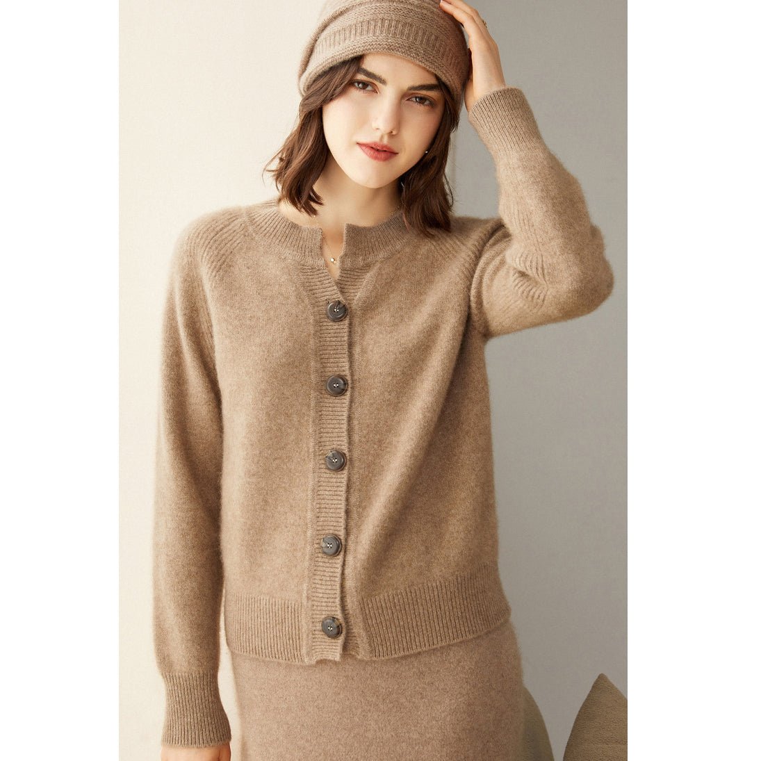 Women's Classic 100% Cashmere Button-Down Crewneck Cardigan - slipintosoft