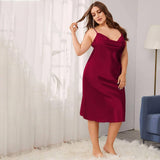 Women's Cowl Neck Plus Size Silk Nightgown Silk Slip Dress