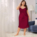 Women's Cowl Neck Plus Size Silk Nightgown Silk Slip Dress