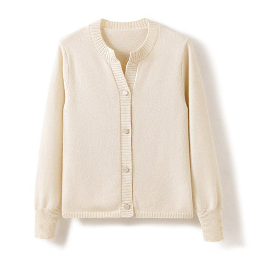 Womens Crew Neck Cashmere Cardigan Button - up Cashmere Sweater Coat