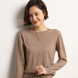 Women's Elegant Crewneck Cashmere Sweater Long Sleeves Sweaters - slipintosoft