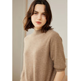 Women's Half-Sleeve Superfine 100% Cashmere Half Turtleneck Sweater - slipintosoft