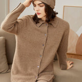 Women's Polo-Neck Cashmere Cardigan Multi-colors - slipintosoft