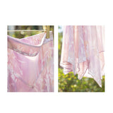 Womens Lavender Floral Silk Maxi Skirt Asymmetric Hem
