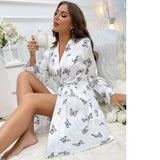 Butterfly Silk Robe for Women Pure Long Silk Bride Bridesmaid Bathrobe - slipintosoft