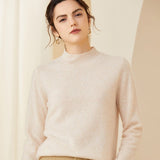 Women's Long Sleeves Cashmere Mock Neck Cashmere Sweater - slipintosoft