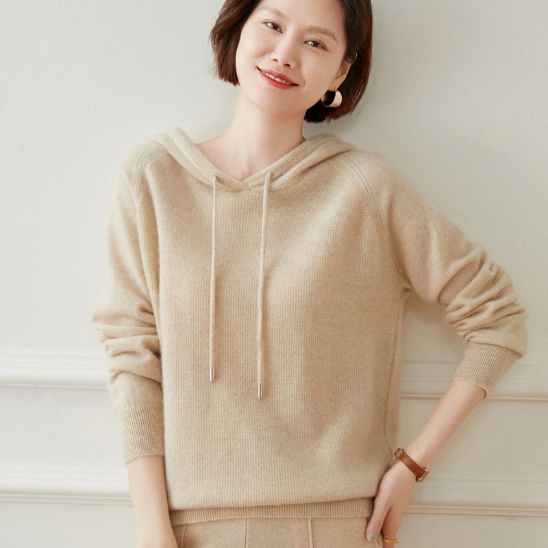 Women's Long Sleeves Cashmere Sweater Cashmere Hoodie Top - slipintosoft