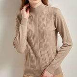 Women's Mock Neck Cashmere Sweater Long Sleeve Solid Basic Cashmere Pullover - slipintosoft