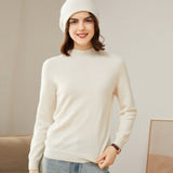 Women's Mock Neck Cashmere Sweater Solid Basic Cashmere Pullover Tops - slipintosoft