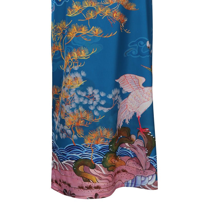 Long Silk Kimono Robe for Women Hand Painted Kimono Dressing Gown Loungewear - slipintosoft