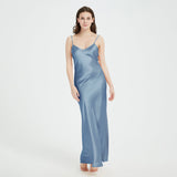 Womens Pure Silk Maxi Dress Long Strap Party Dresses