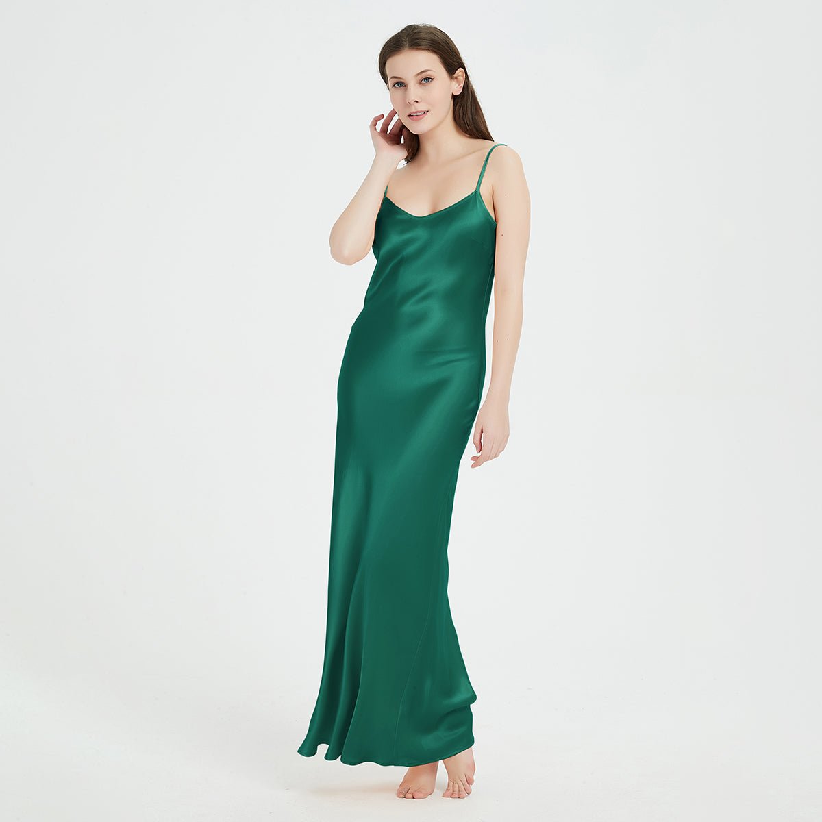 Womens Full Length spaghetti strap Long Silk Slip Dress - slipintosoft