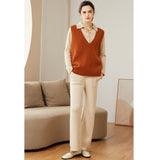 Women's Ribbed 100% Cashmere V-Neck Waistcoat - slipintosoft