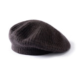 Womens Ribbed Cashmere Beret Cashmere Slouchy Hat Cashmere Painter Hat Brown M
