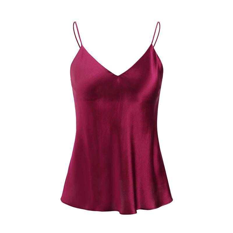 Women Short V Neck Silk Camisole Set sexy silk cami and shorts set sale - slipintosoft