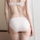 Women's silk mid-waist underwear, comfortable and breathable mulberry silk edged briefs - slipintosoft