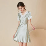 Women's Silk Nightwear Mulberry pure Silk Nightgown with Lace Silk Nightdress