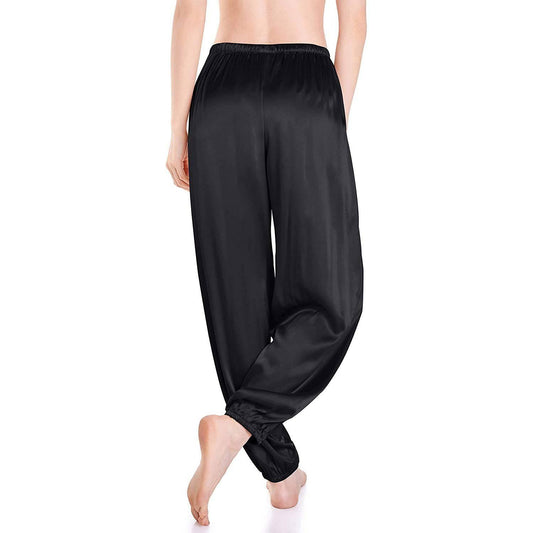 Womens Silk Pajama Pants Wide Leg loose Casual Silk Pants