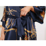 100% Long Mulberry Silk Kimono Robes Handpainted Hourse Luxury Women's Nightwear - slipintosoft