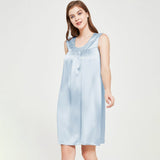 Women's Silk Nightgown One-Piece Ladies' Sleeveless Silk Nightwear - slipintosoft