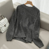 womens solid cashmere sweater crew neck cashmere pullover basic tops for fall winter - slipintosoft