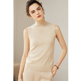 Women's Superfine 100% Cashmere Half Turtleneck Tank - slipintosoft