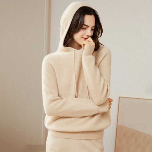 Women's Superfine 100% Cashmere Hooded Sweater - slipintosoft